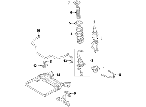 2008 Infiniti EX35 Front Suspension Components, Lower Control Arm, Upper Control Arm, Stabilizer Bar, Struts & Components Transverse Link Complete, Left Diagram for 54501-1BA0A