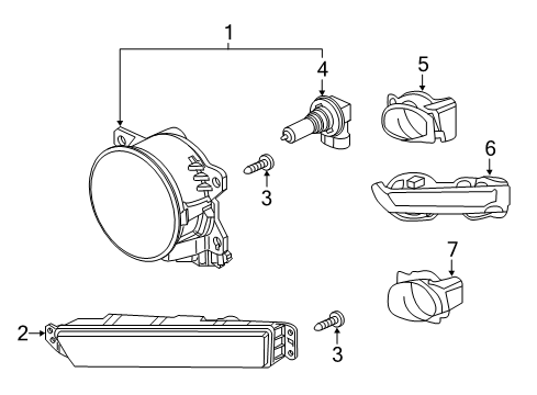 2020 Honda HR-V Bulbs Foglight, Front Right Diagram for 33900-T7W-A01