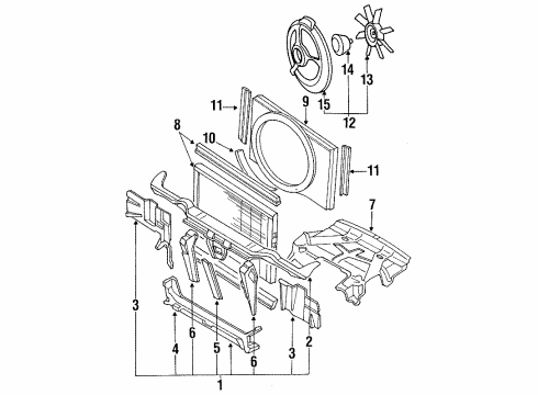 1990 Nissan 240SX Condenser Fan, Cooling Fan, Radiator & Components, Radiator Support Motor-Condenser Diagram for 92122-40F01