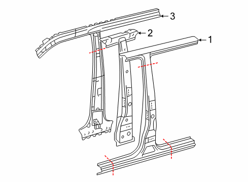 2014 Toyota Tacoma Center Pillar Pillar Reinforcement Diagram for 61304-04010