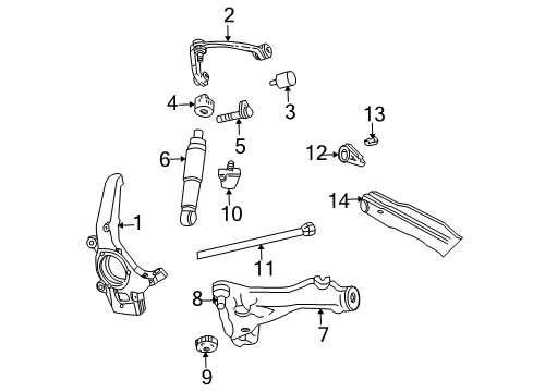 2003 Ford F-150 Front Suspension Components, Lower Control Arm, Upper Control Arm, Stabilizer Bar Shock Diagram for AU2Z-18V124-AY