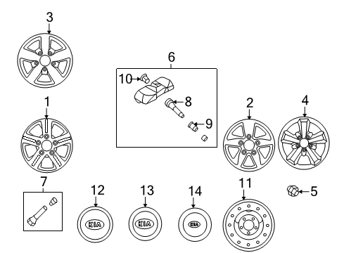 2007 Kia Sorento Wheels, Covers & Trim Tire Pressure Monitoring Sensor Stem Diagram for 529331F300