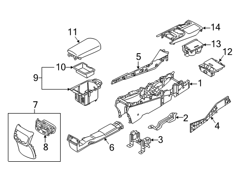 2015 Kia K900 Center Console Bracket-Console Rear Mounting Diagram for 846303T000