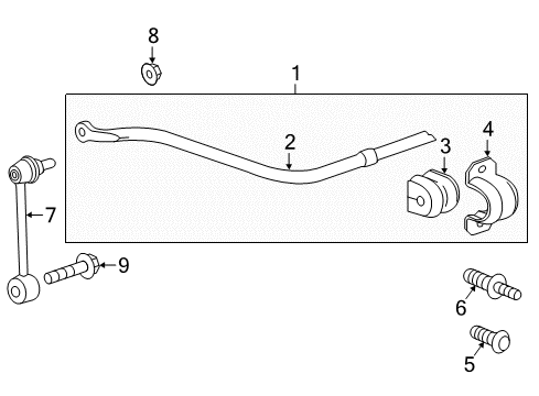 2016 Chevrolet Camaro Stabilizer Bar & Components - Rear Stabilizer Bar Stud Diagram for 11548327