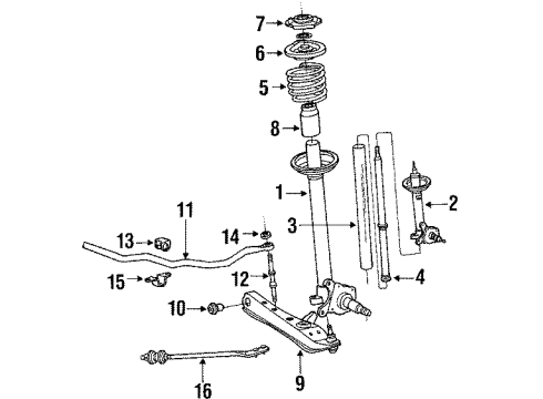1985 Toyota Celica Front Suspension Components, Lower Control Arm, Stabilizer Bar Suspension Control Arm Sub-Assembly Diagram for 48069-29125
