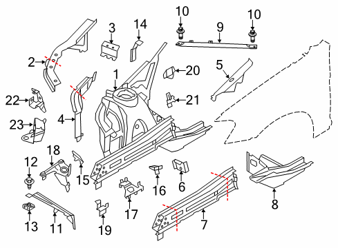 2017 BMW X3 Structural Components & Rails Bracket For Gas Spring, Left Diagram for 41117267095