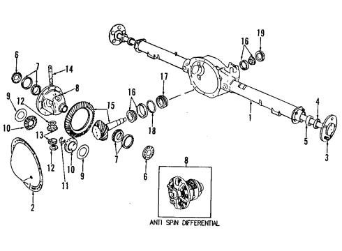 2001 Dodge Ram 1500 Rear Axle, Differential, Propeller Shaft Gear Kit-Ring And PINION Diagram for 5015371AB