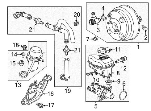 2013 Chevrolet Impala Dash Panel Components Master Cylinder Diagram for 22796285