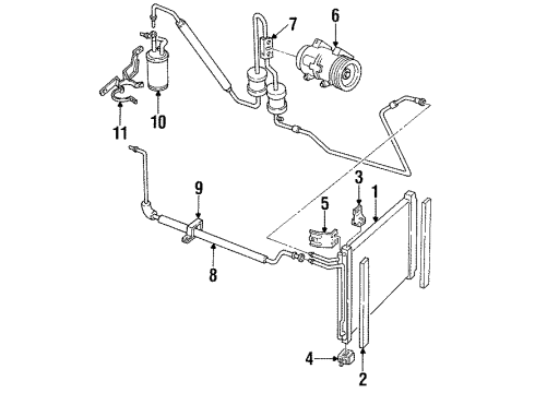1995 Ford Mustang A/C Condenser, Compressor & Lines Manifold Tube Diagram for F5ZZ-19D734-CA