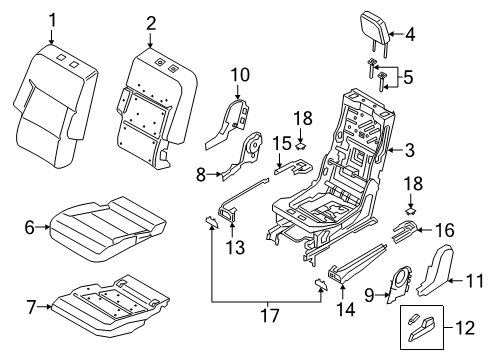 2021 Ford Explorer Second Row Seats Seat Cushion Pad Diagram for LB5Z-7863841-B
