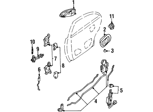 2000 Ford Escort Rear Door - Lock & Hardware Handle, Outside Diagram for XS4Z5426604AAA