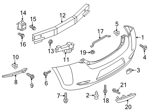 2016 Nissan Leaf Rear Bumper Reflex Reflector Assembly LH Diagram for 26565-8990C