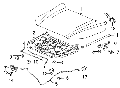 2019 GMC Acadia Hood & Components Support Strut Diagram for 84396374