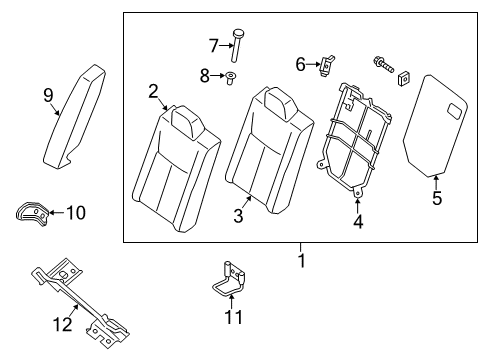 2013 Nissan Sentra Rear Seat Components Back Assy-Rear Seat, Side Diagram for 88610-3SA0A