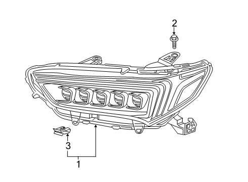 2018 Acura TLX Headlamps Right Headlight Assembly Diagram for 33100-TZ3-A61