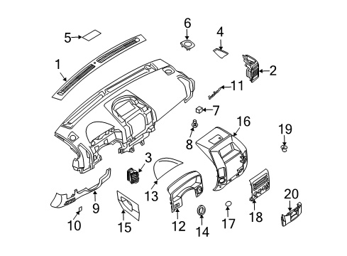 2004 Nissan Pathfinder Armada Cluster & Switches, Instrument Panel Lamp Assy-Ignition Key Diagram for 48476-EA000