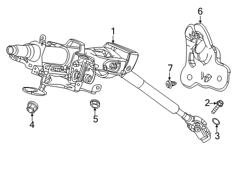 2019 Honda Clarity Steering Column & Wheel, Steering Gear & Linkage Column Assembly Steering Diagram for 53200-TRT-A02