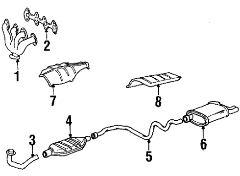 1994 Chevrolet Beretta Exhaust Manifold Exhaust Muffler Assembly (W/ Exhaust Pipe & Tail Pipe) Diagram for 22592786