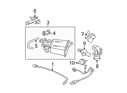 2003 Pontiac Vibe Powertrain Control Rear Oxygen Sensor Diagram for 88971389