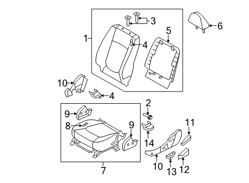 2007 Kia Spectra Front Seat Components Knob-Front Seat Recliner Diagram for 885012F01087
