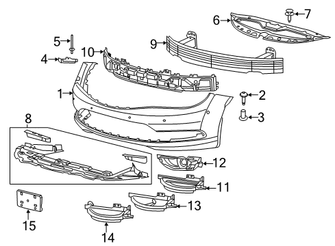 2017 Chrysler 200 Front Bumper Plate Kit Diagram for 68103958AB