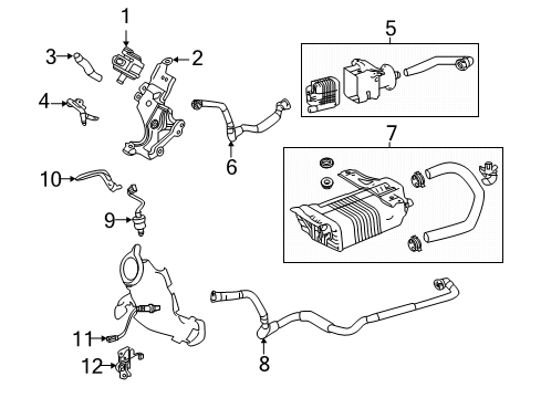 2021 Lexus LS500 Emission Components Charcoal Canister Assembly Diagram for 77740-50180