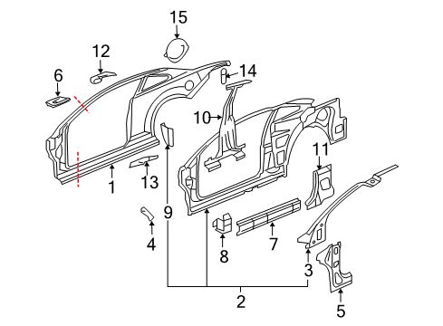 2006 Chevrolet Cobalt Center Pillar, Hinge Pillar, Rocker, Uniside Hinge Pillar Reinforcement Diagram for 22692007