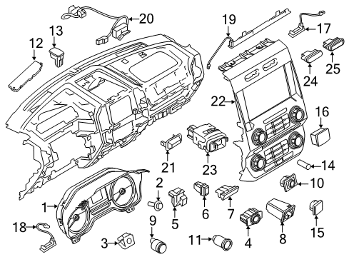 2017 Ford F-150 Parking Brake Cluster Assembly Diagram for HL3Z-10849-DBA