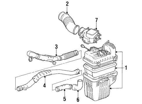 1989 Toyota Van Air Intake Hose Diagram for 52831-87002