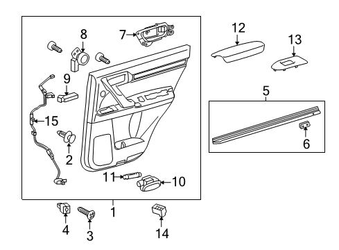 2021 Lexus GX460 Rear Door Rear Door Armrest Assembly Diagram for 74260-60220-C1