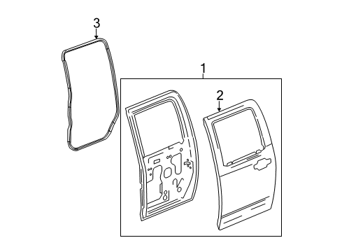 2006 Chevrolet Colorado Rear Door Door Asm, Rear Side (RH) Diagram for 89025528