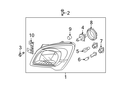 2010 Kia Sportage Bulbs Passenger Side Headlight Assembly Diagram for 921021F531