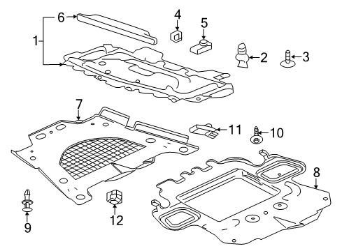 2012 Cadillac CTS Splash Shields Front Shield Seal Diagram for 15274627