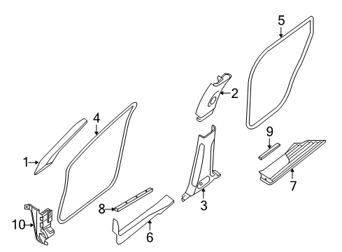 2017 Infiniti QX60 Interior Trim - Pillars, Rocker & Floor Garnish Assy-Front Pillar, RH Diagram for 76911-3JA0A