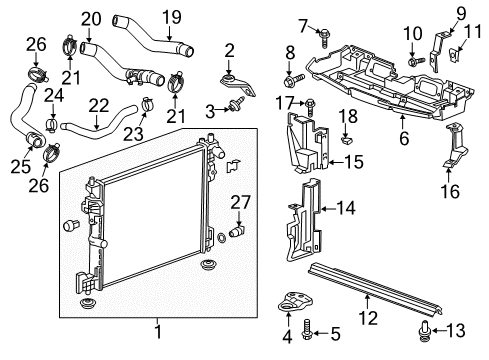 2016 Cadillac CT6 Radiator & Components Lower Hose Diagram for 23486493