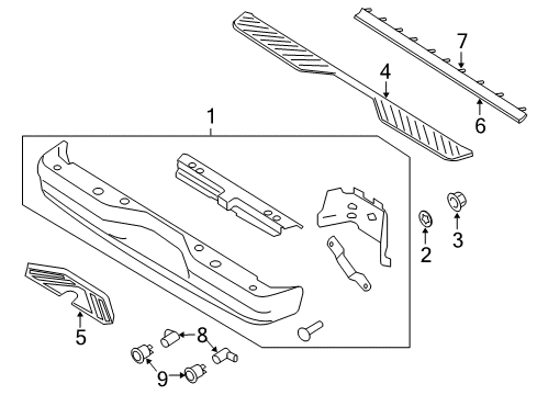 2014 Ford E-150 Rear Bumper Step Bumper Diagram for 7C2Z-17906-H