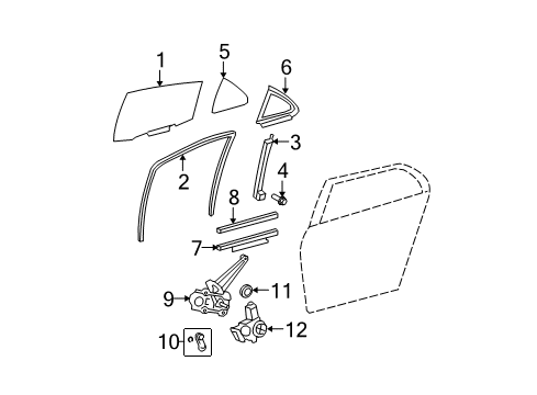 2007 Toyota Yaris Front Door Regulator Handle Diagram for 69260-52070-B0