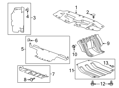 2012 GMC Sierra 2500 HD Splash Shields Sight Shield Diagram for 22737379