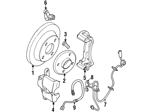 1997 Saturn SL Anti-Lock Brakes Front Wheel Bearing Diagram for 21013465