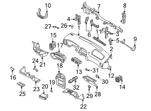 1996 Nissan Pathfinder Instrument Panel Bracket-Instrument Stay Diagram for 68178-0W700