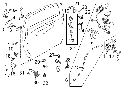 2018 Ford C-Max Front Door - Lock & Hardware Upper Hinge Bolt Diagram for 6M2Z-00813-A