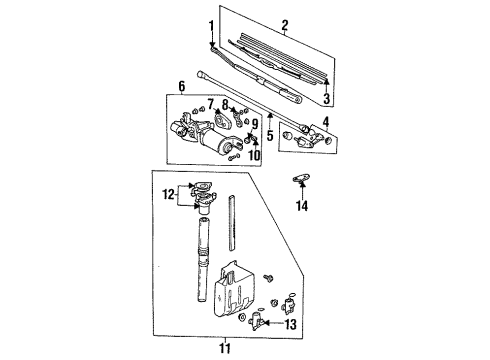 1992 Acura Integra Wiper & Washer Components Pivot Assembly C Diagram for 76560-SK7-003