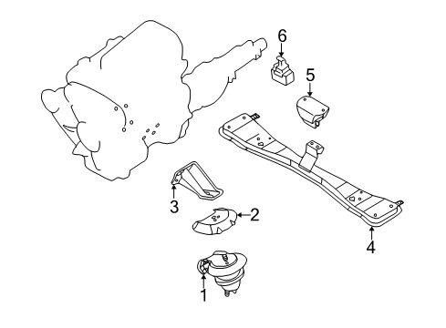 2004 Nissan Pathfinder Engine & Trans Mounting Engine Mounting Bracket, Left Diagram for 11233-4W002