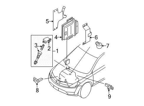 2004 Nissan Murano Powertrain Control Engine Control Module Diagram for 23710-CB007