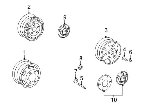 2003 Dodge Sprinter 2500 Wheels, Covers & Trim Steel Wheel Diagram for 5128914AA