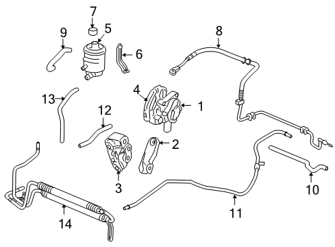 2012 Acura RL P/S Pump & Hoses, Steering Gear & Linkage Cooler Assembly, Power Steering Oil Diagram for 53764-SJA-003