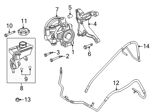 2010 Ford Focus P/S Pump & Hoses, Steering Gear & Linkage Power Steering Pump Mount Bolt Diagram for -W500116-S437
