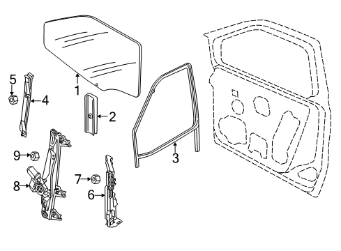 2021 Ram ProMaster City Front Door Channel-Front Door Glass Diagram for 68259238AA