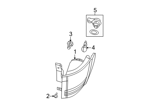 2010 Chrysler Town & Country Bulbs Socket-Tail, Stop, And Turn Lamp Diagram for 68030819AA