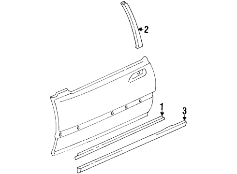 1993 Honda Civic Exterior Trim - Door Molding Assy., R. FR. Door Diagram for 72410-SR3-003